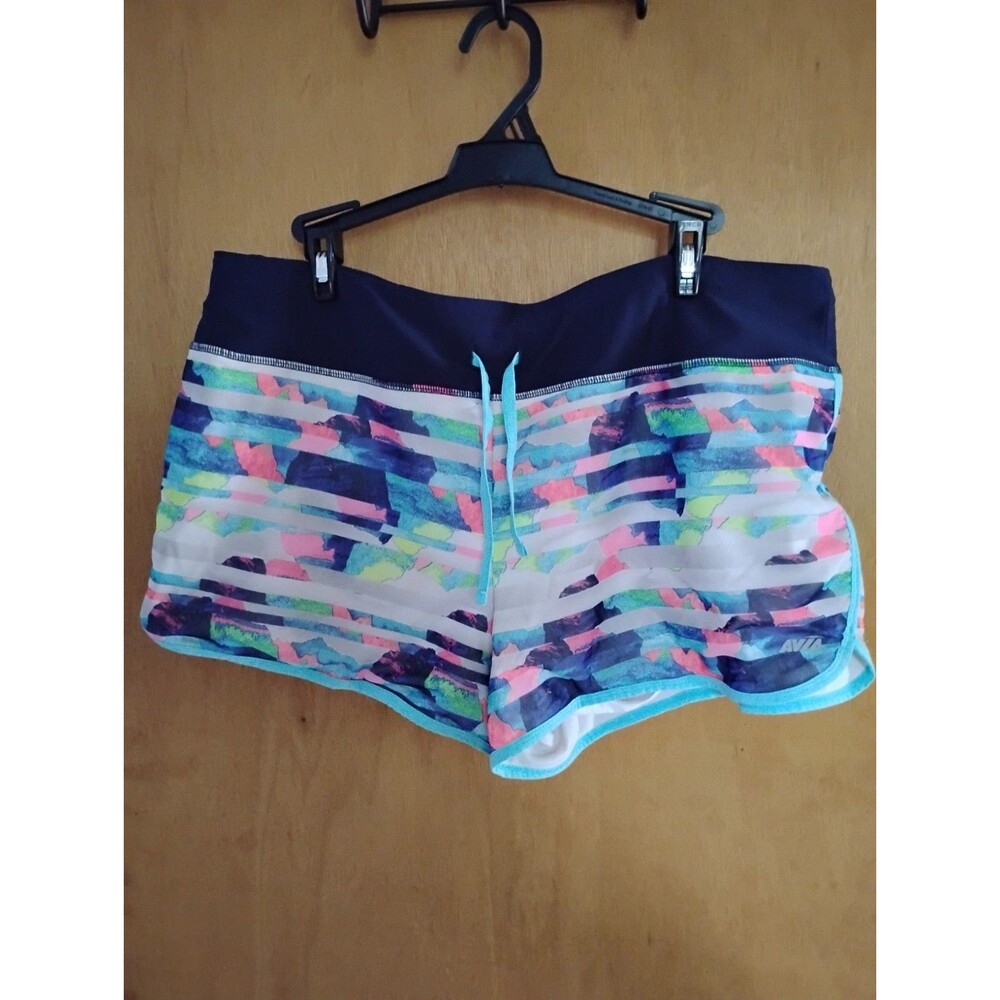 Avia Shorts Athletic Running Shorts Vibrant Multicolored Abstract Stripe Size XL